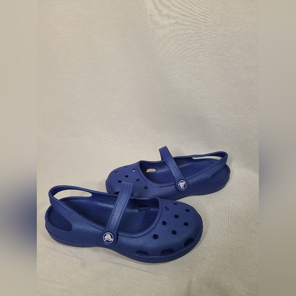 Crocs Shayna Clogs 5 Women Mary Jane Blue  Rubber Slingbacks Comfort Shoes - Picture 2 of 4